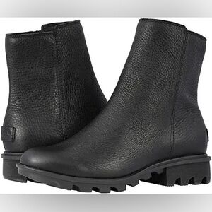 Sorel Phoenix Side Zip Up Boot Women's Black Leather Size 8 Winter Business Rain